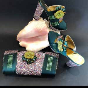 Green Italian Shoe & Bag for Women