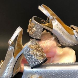 Silver Italian Shoe and Bag for Women