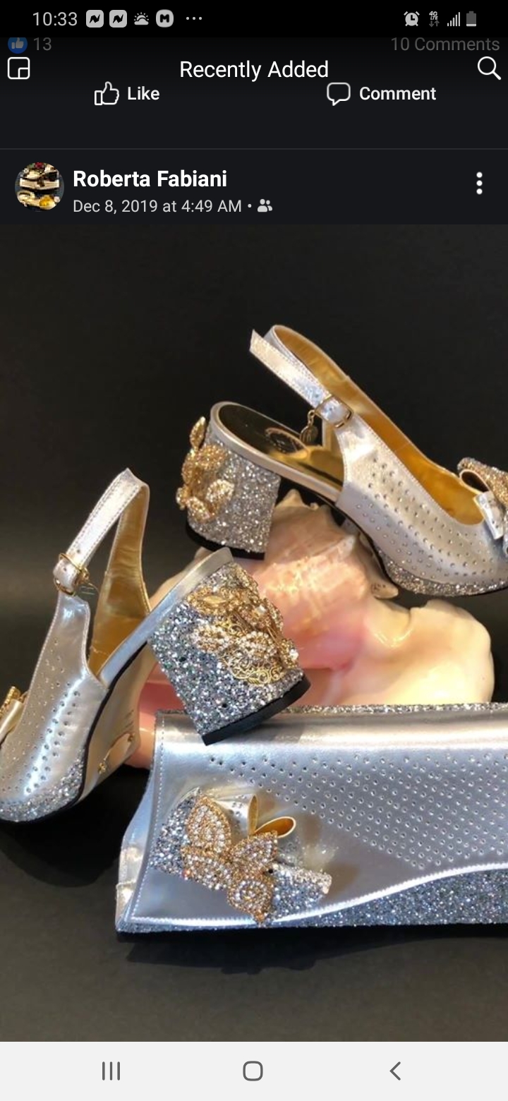 Silver Italian Shoe and Bag for Women